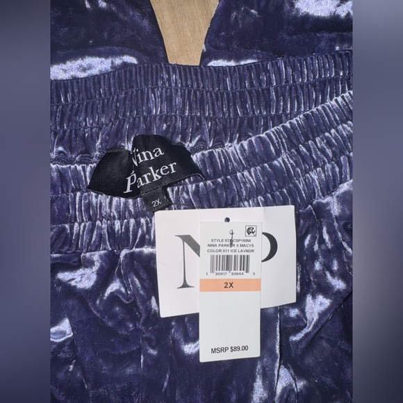 Nina Parker X Macys Plus Size Velvet Wide Leg Pants Ice Lavender Size 2X NWT - Picture 4 of 9